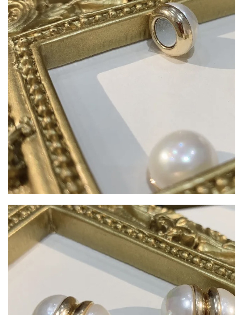 Pearl, no-ear piercing, magnetic painless ear clip, French summer earrings for women, light luxury and niche, tea-themed earrings pic 6