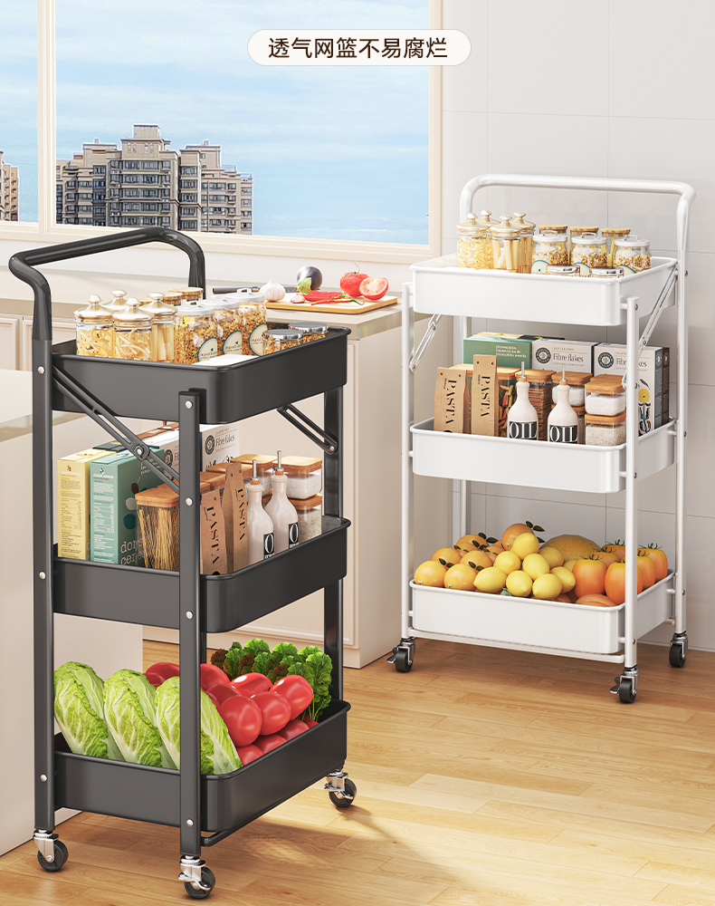 小推车置物架厨房浴室落地多层卧室移动收纳层架婴儿用品零食置物详情13