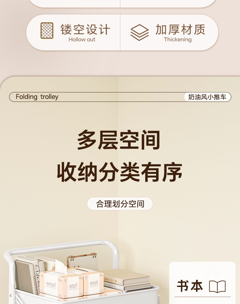 小推车置物架厨房浴室落地多层卧室移动收纳层架婴儿用品零食置物详情3