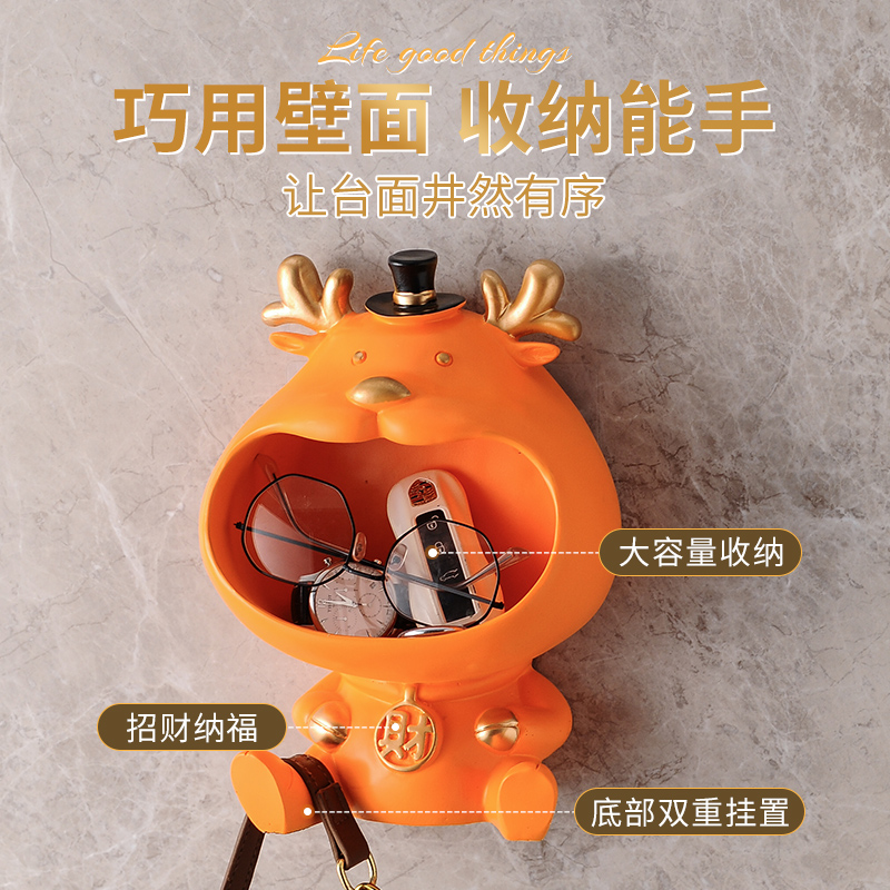Maneki Neko entrance, wall-mounted masks, key storage items, foyer decorations, creative no-hole hooks Specification image