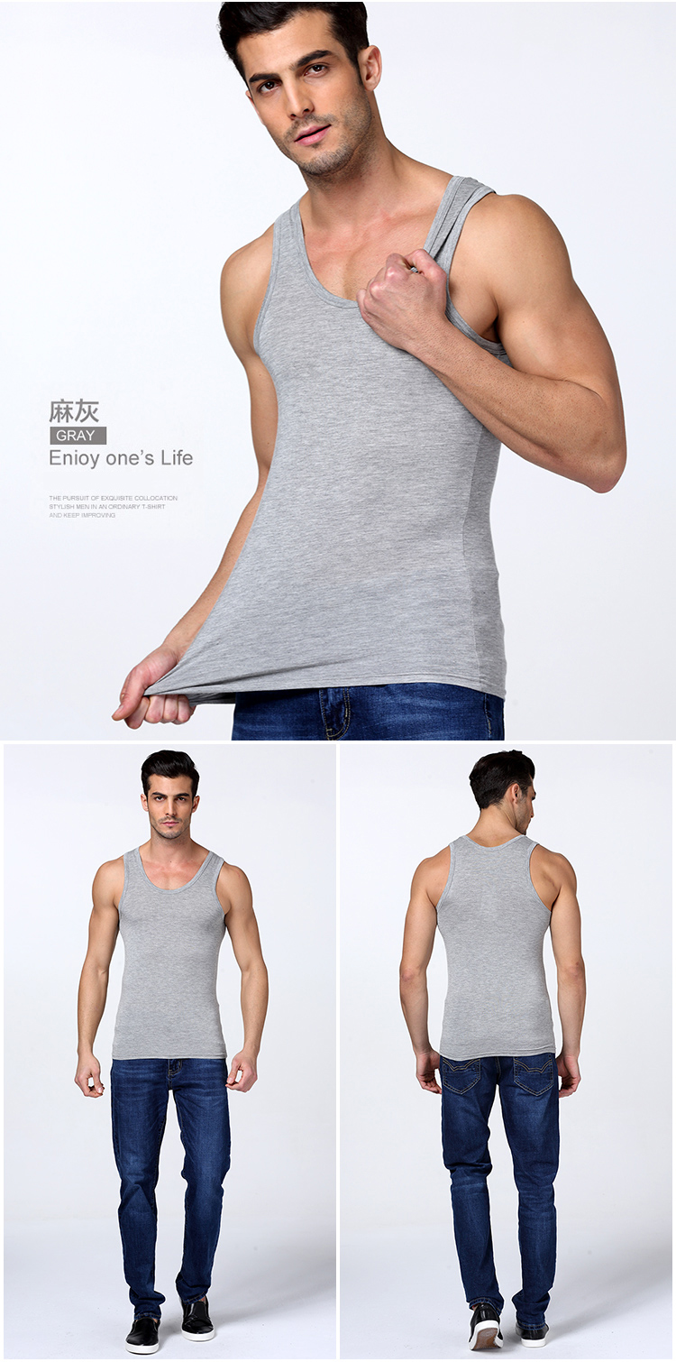 男士纯棉背心运动跨栏大码男款内穿全棉青年夏季打底健身紧身无袖详情12
