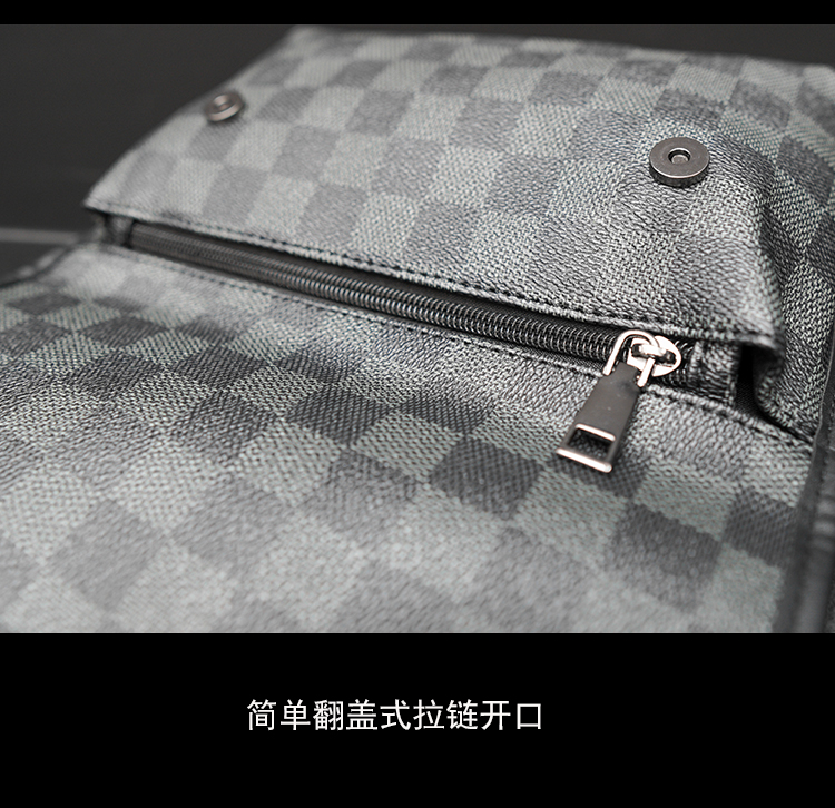 男士格子单肩包潮流斜挎包男生街头时尚挎包学生小包个性邮差包新详情15