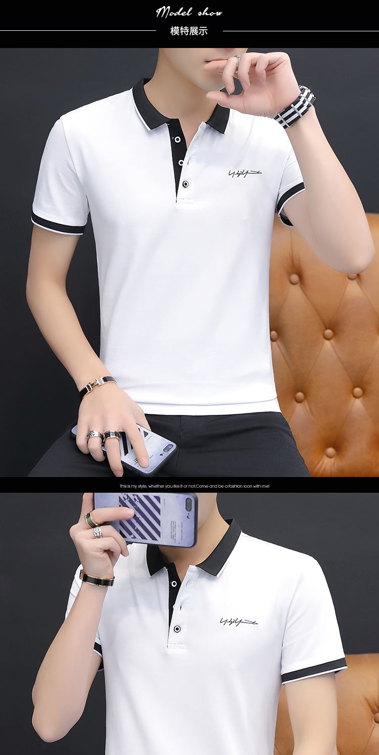 短袖POLO衫男士2023新款夏季翻领棉款T恤商务衣服青中年刺绣上衣详情6