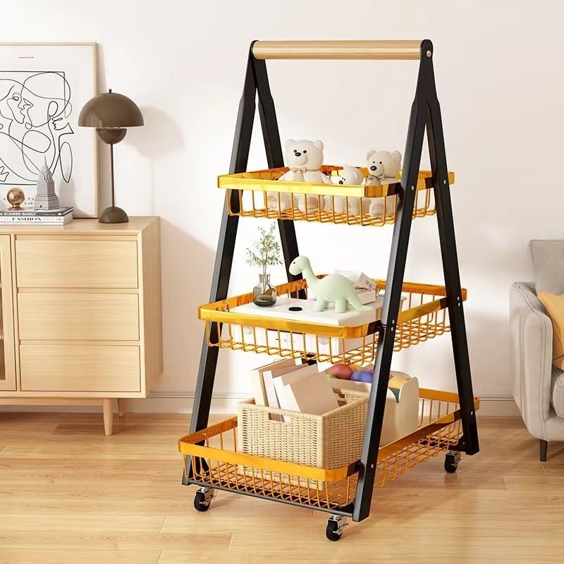 家用多层移动置物架落地带轮收纳小推车零食架厨房卧室客厅置物架