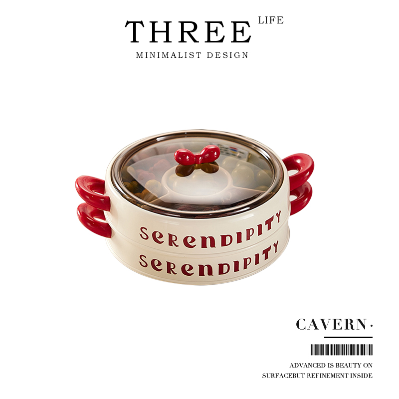 Tlife·Cavern·果盘创意风蝴蝶结家用客厅分格带盖糖果盒 | 云岫