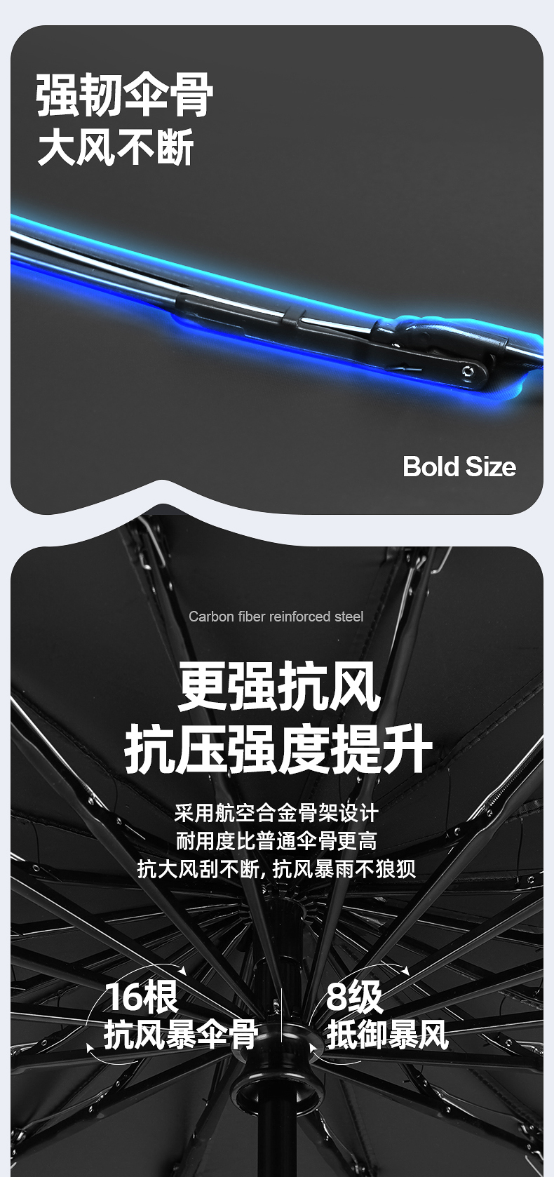 全自动反向雨伞男士大号折叠太阳伞晴雨两用女学生暴雨专用遮阳伞详情6