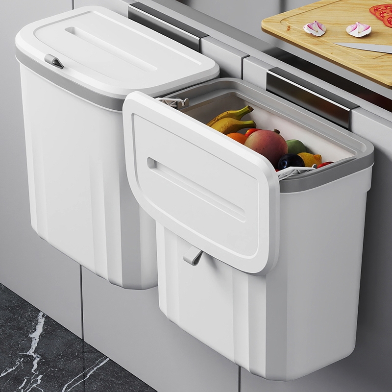 New wall-mounted trash can for household kitchen, bathroom, toilet, paper basket, sliding lid and special storage bucket for kitchen waste with lid