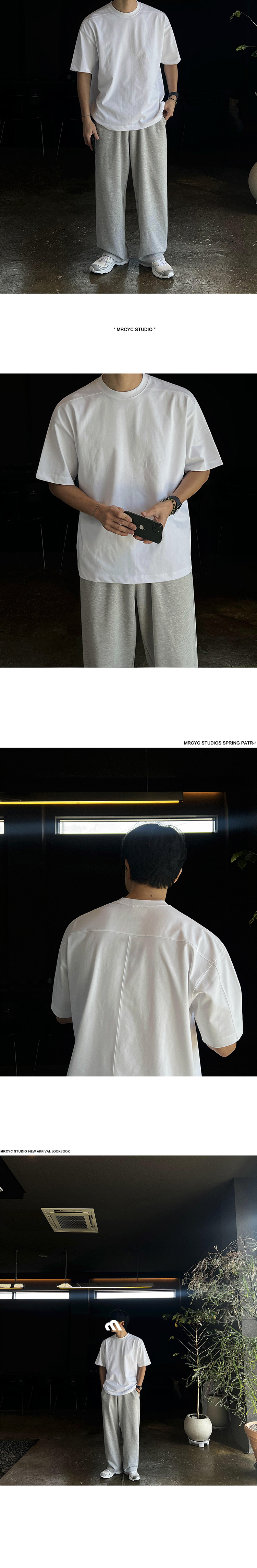 MYQ简约休闲纯色短袖男夏季宽松圆领半袖上衣韩系通勤风纯棉T恤详情8