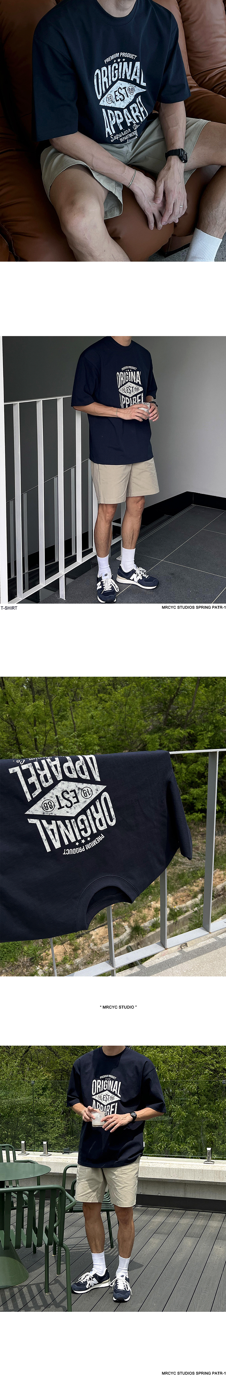 MYQ设计感印花短袖T恤男士夏季宽松纯棉半袖韩系通勤风圆领体恤详情6