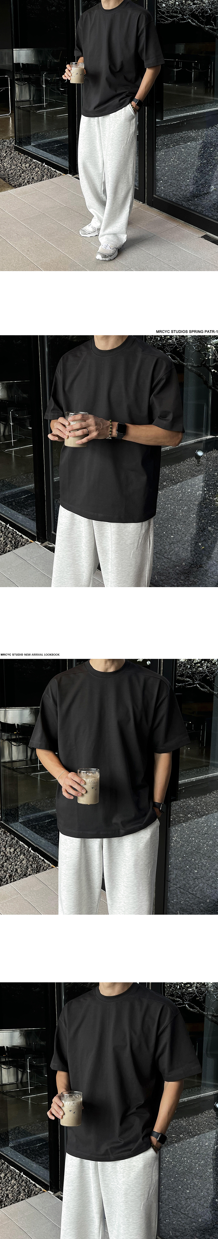 MYQ简约休闲纯色短袖男夏季宽松圆领半袖上衣韩系通勤风纯棉T恤详情12