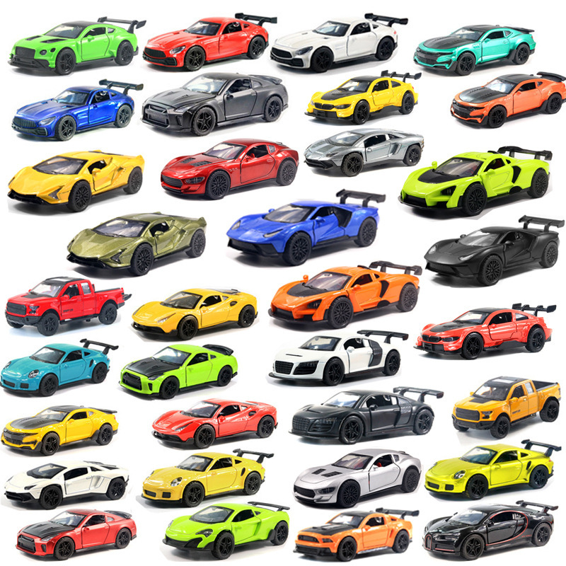 百款现货散装兰博闪电跑车合金车模型儿童玩具回力小汽车摆件