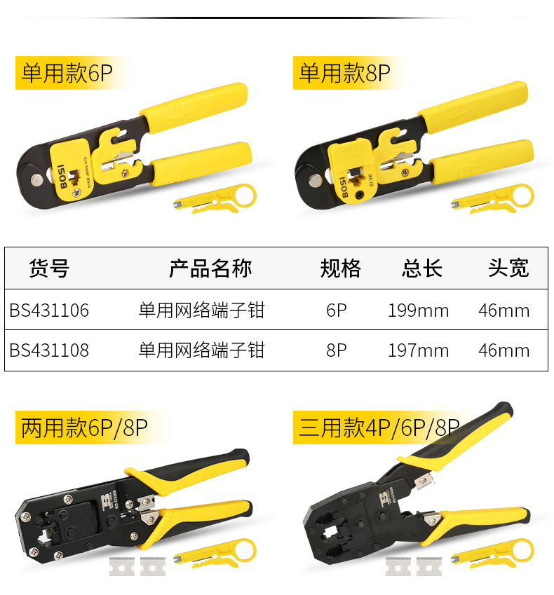 波斯多功能线钳接水晶头端子钳宽带线制作家用压线工具 网线钳详情4