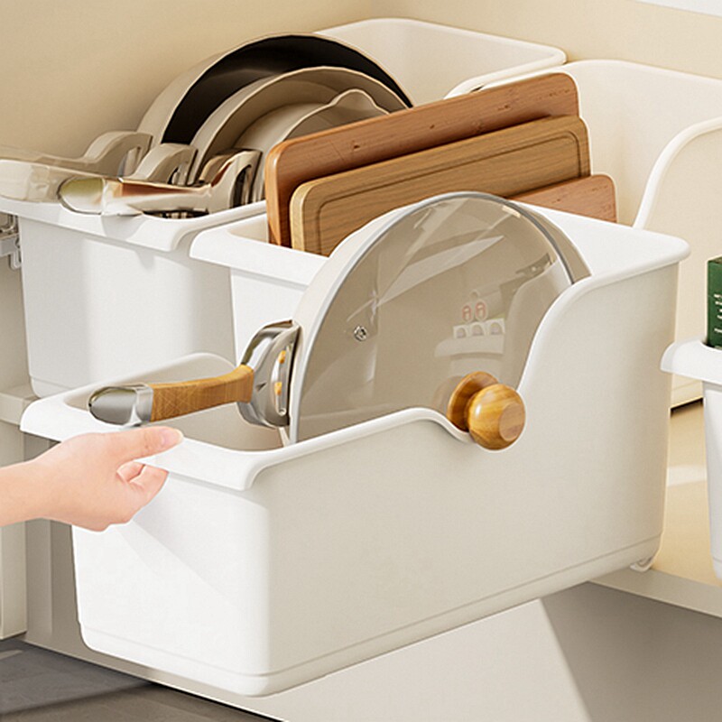 厨房收纳盒橱柜杂物锅具整理储物盒子带轮吊柜下水槽调味料置物架