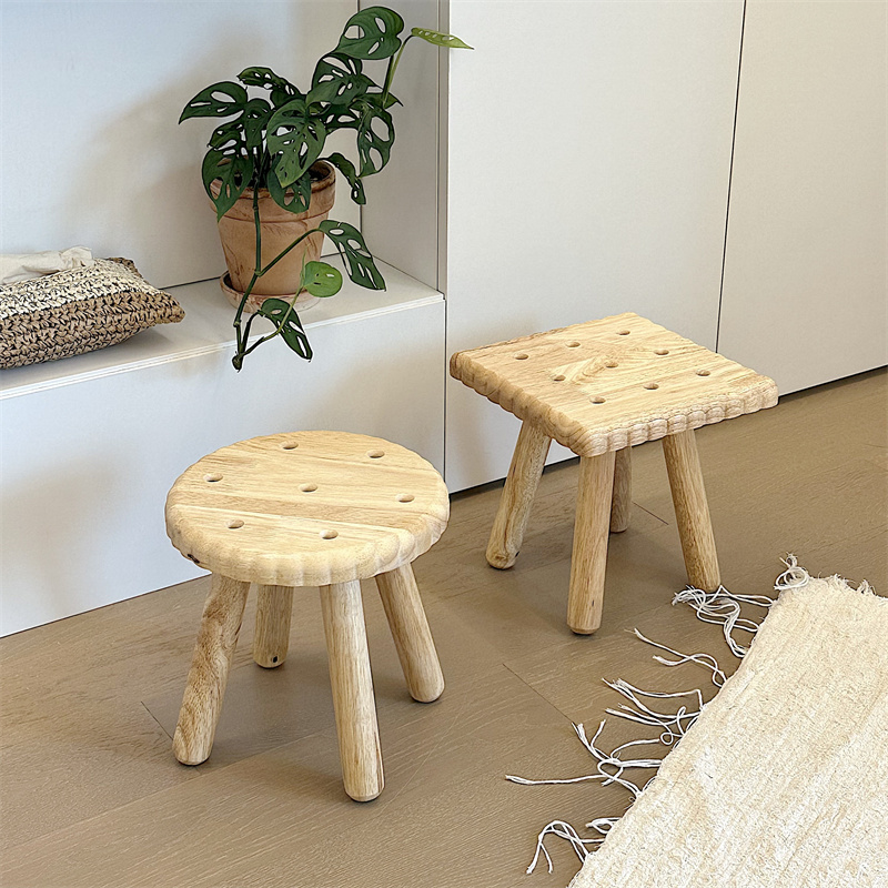 *漂亮的小姨妈*可爱饼干小板凳家用简约木质凳子儿童矮凳圆凳方凳