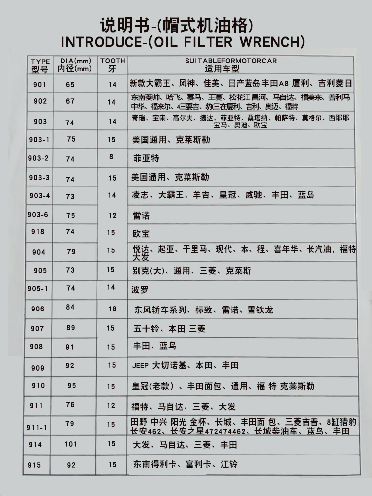 规格齐全机滤扳手 帽式机油滤清器扳手 滤芯机油格扳手 机滤扳手详情10