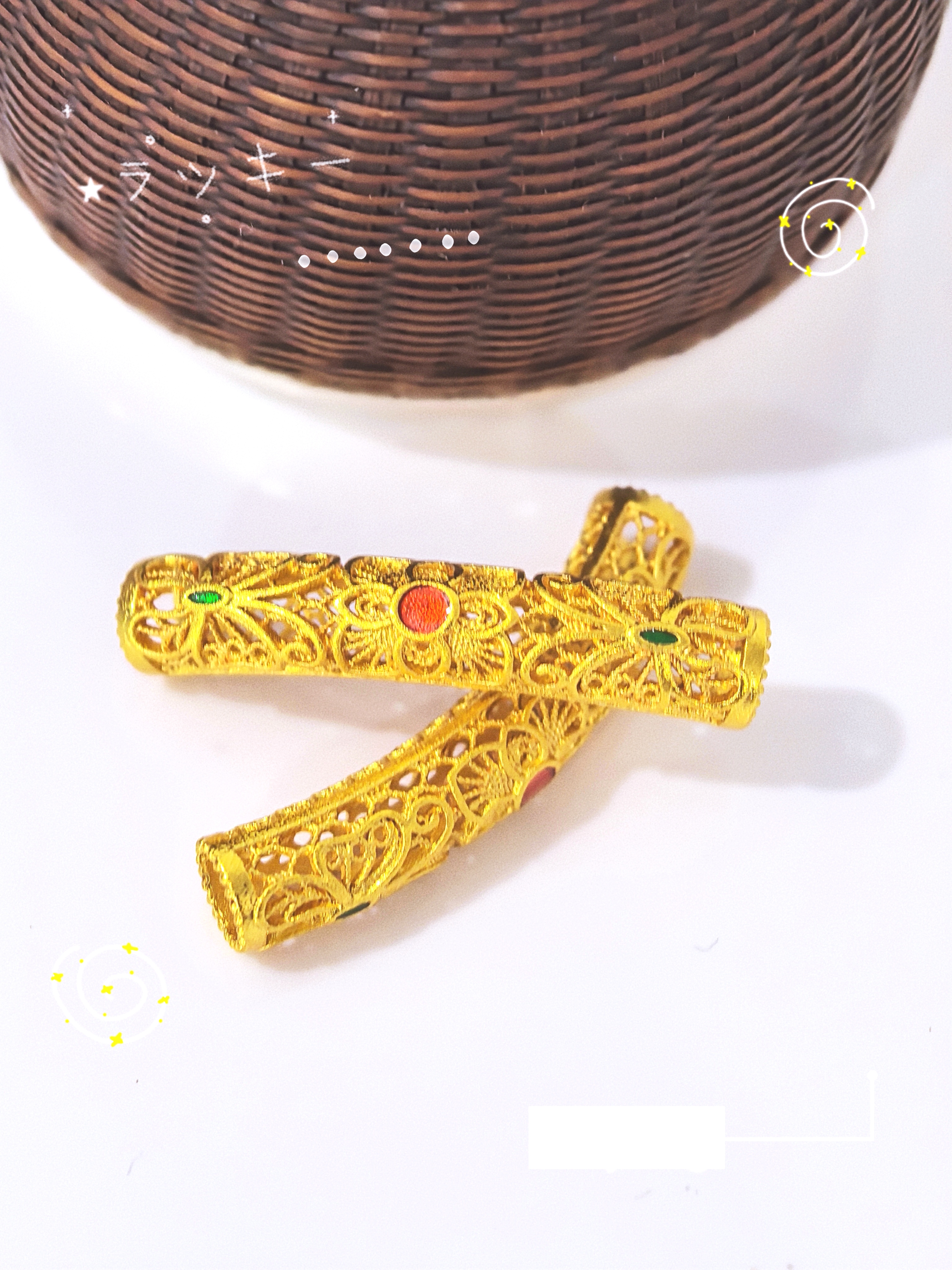 DIY new Chinese-style exquisite and light luxury small accessories with electroplated sand gold inlaid corundum hollowed-out small flower elbow pipe fittings pic 4
