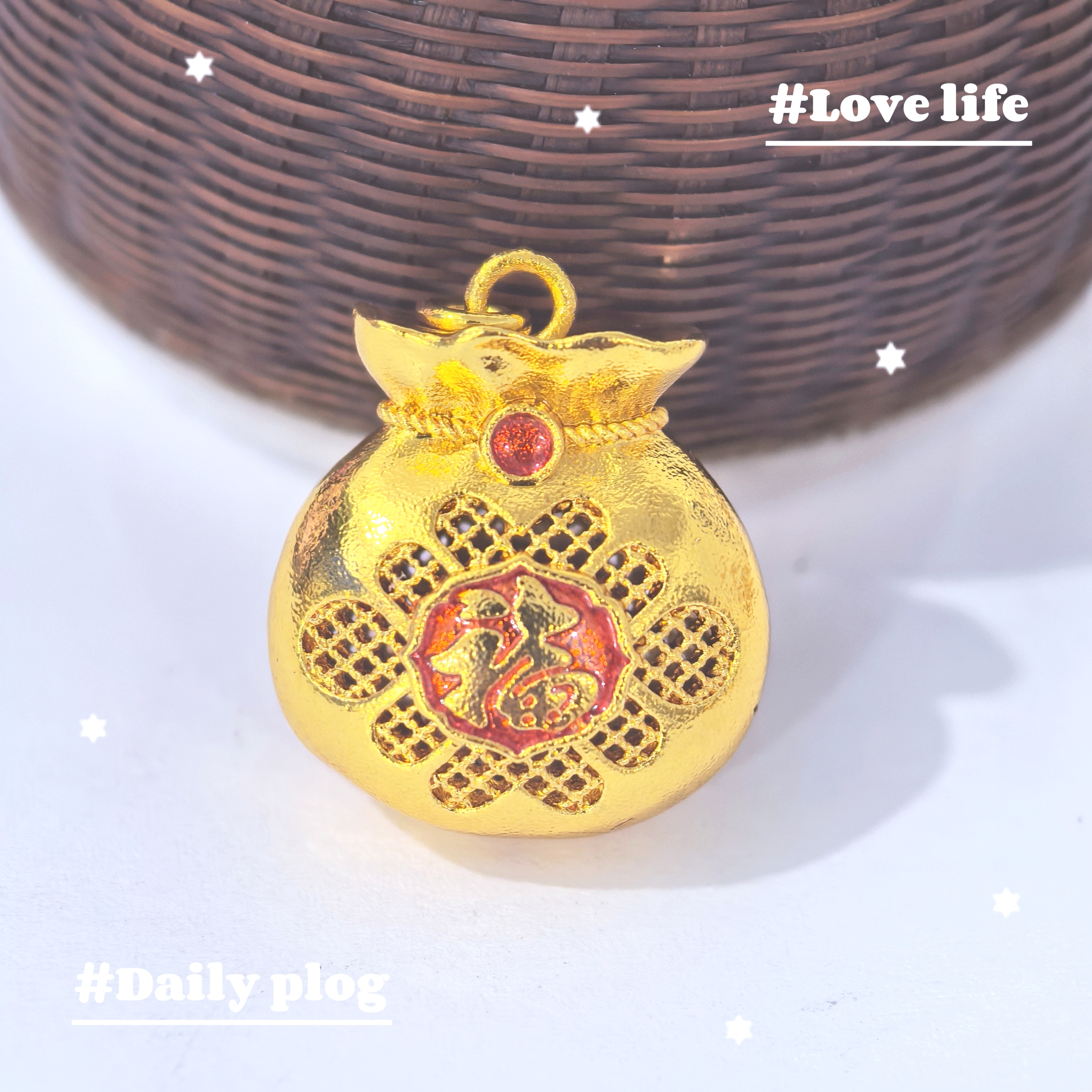 杨幂同款新中式项链葫芦镂空雕花吊坠金色福字古法福袋百搭项链女详情1