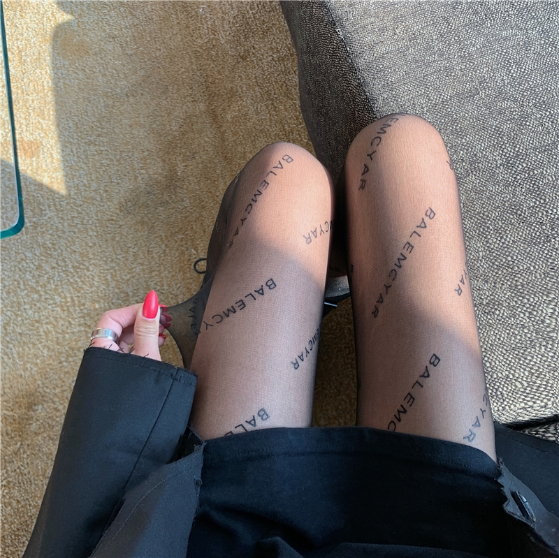 黑丝袜女夏薄款巴黎b字母菠萝任意剪连裤袜性感防勾丝打底袜批发详情6