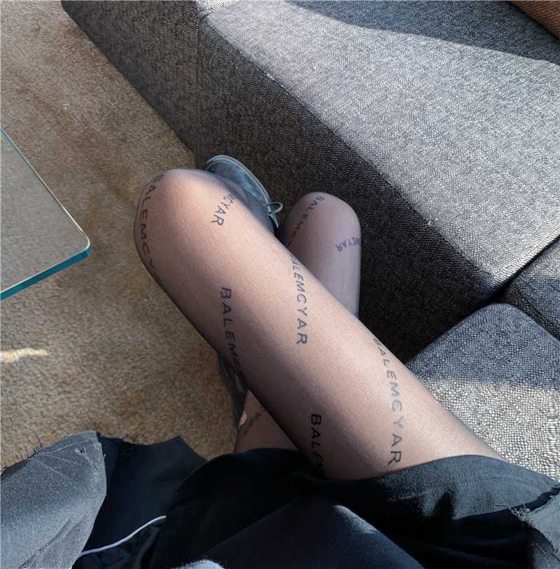 黑丝袜女夏薄款巴黎b字母菠萝任意剪连裤袜性感防勾丝打底袜批发详情23