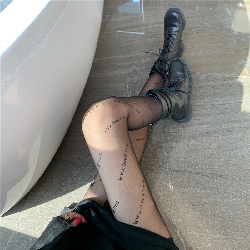 黑丝袜女夏薄款巴黎b字母菠萝任意剪连裤袜性感防勾丝打底袜批发详情22