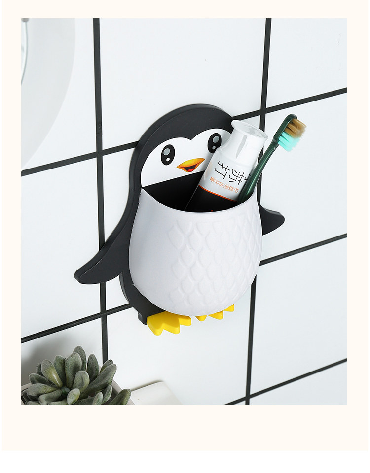 Creative cartoon penguin storage rack, makeup tools, organizing box, dormitory bathroom, toothbrush, bedside, mobile phone, wall hanging and storage pic 3