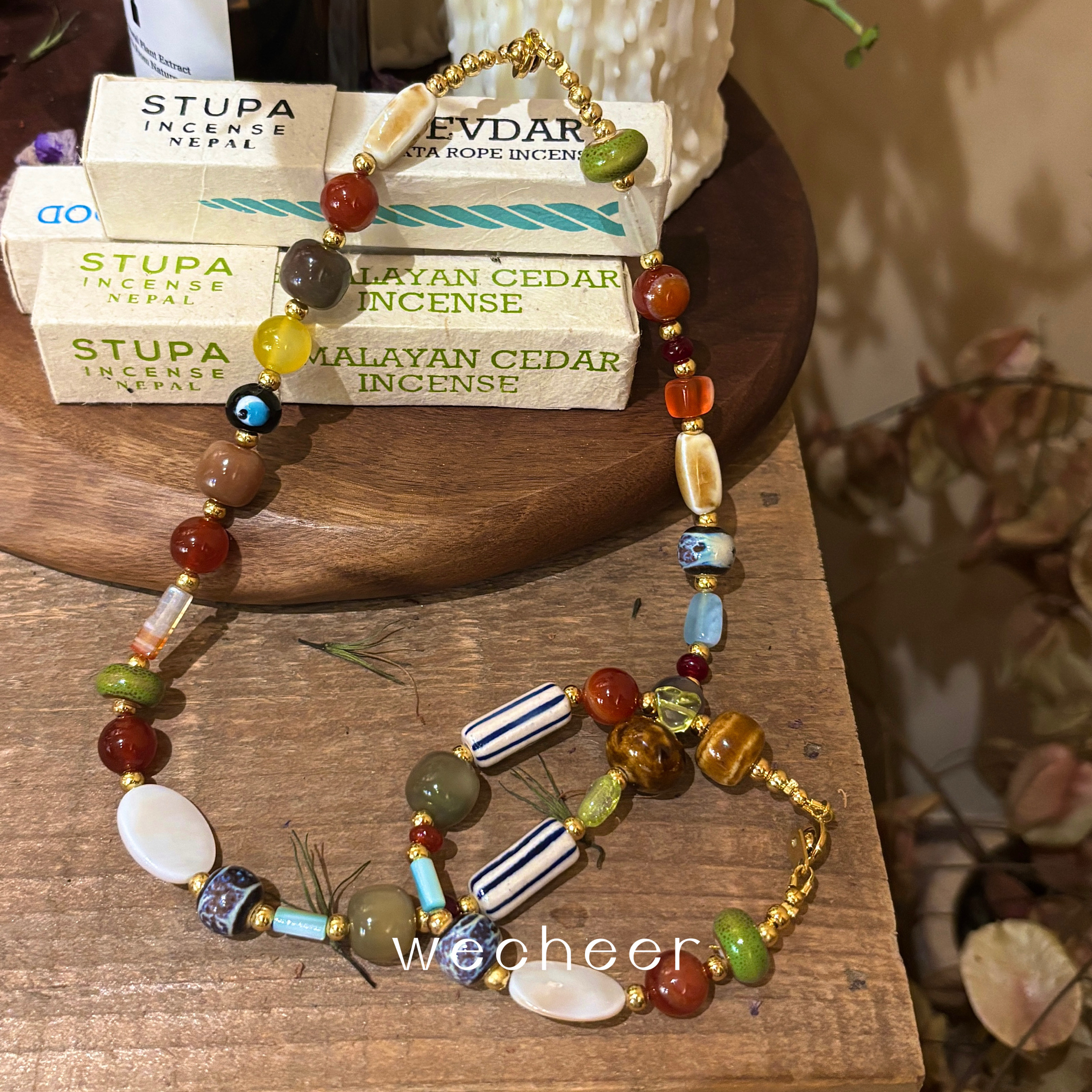 未雀·小众手工串珠项链设计感复古海岛民族风天然石头贝壳手链