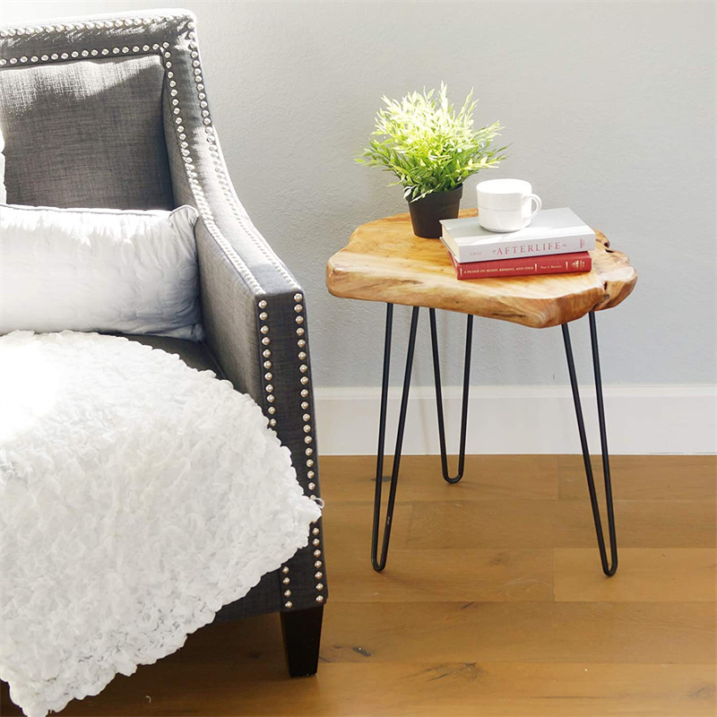 【 Yiwu Jiehao Bamboo and Wood Products 】【2025 Bestseller 】【ins Style 】 Wooden coffee table, side table, Wabi-sabi style small coffee table, popular living room, Irregular outdoor camping portable coffee table, Nordic corner table Specification image