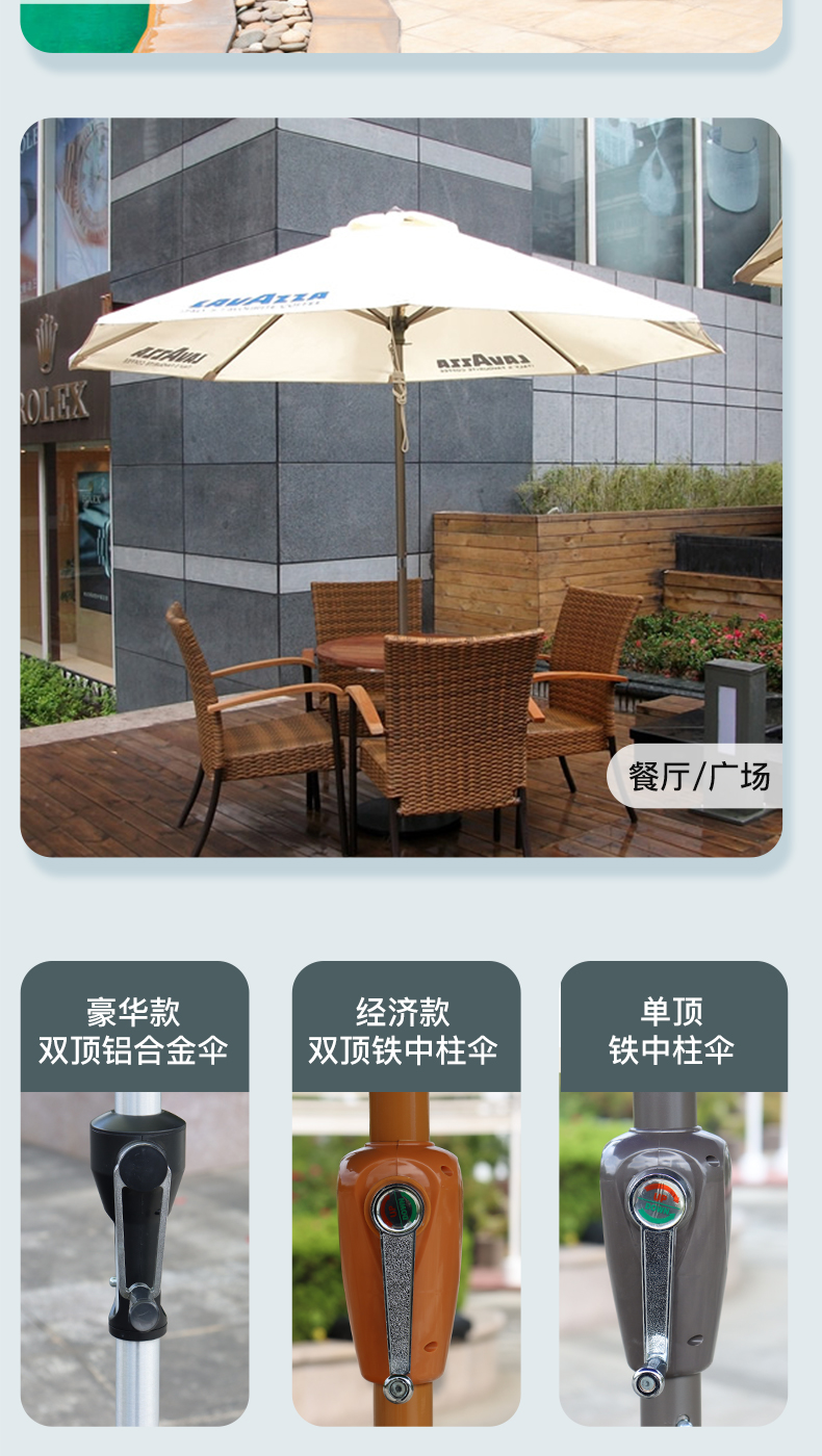遮阳伞户外太阳伞庭院伞露台花园罗马伞岗亭防晒沙滩伞户外摆摊伞详情5