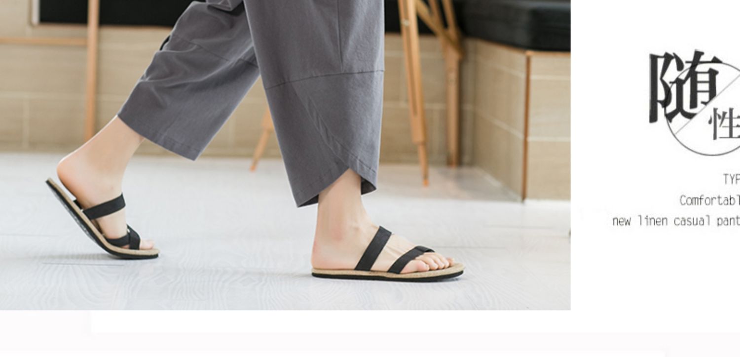 Aliexpress 2022 Summer New Style Chinese style simple solid color seven-inch wide-leg pants for men, beach pants, casual pants for men pic 40