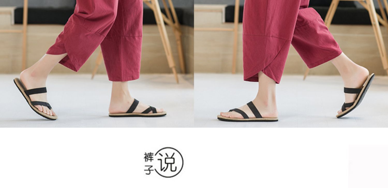 Aliexpress 2022 Summer New Style Chinese style simple solid color seven-inch wide-leg pants for men, beach pants, casual pants for men pic 22