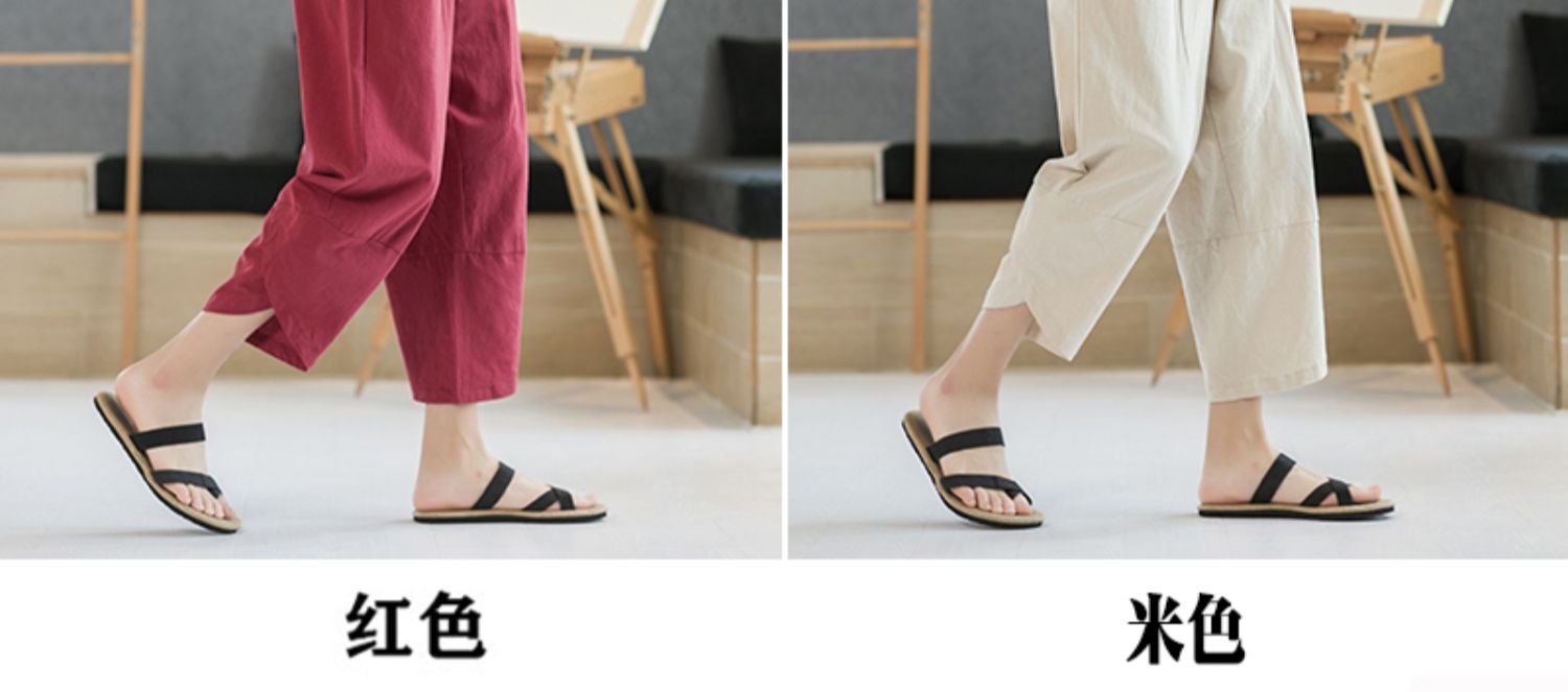 Aliexpress 2022 Summer New Style Chinese style simple solid color seven-inch wide-leg pants for men, beach pants, casual pants for men pic 4