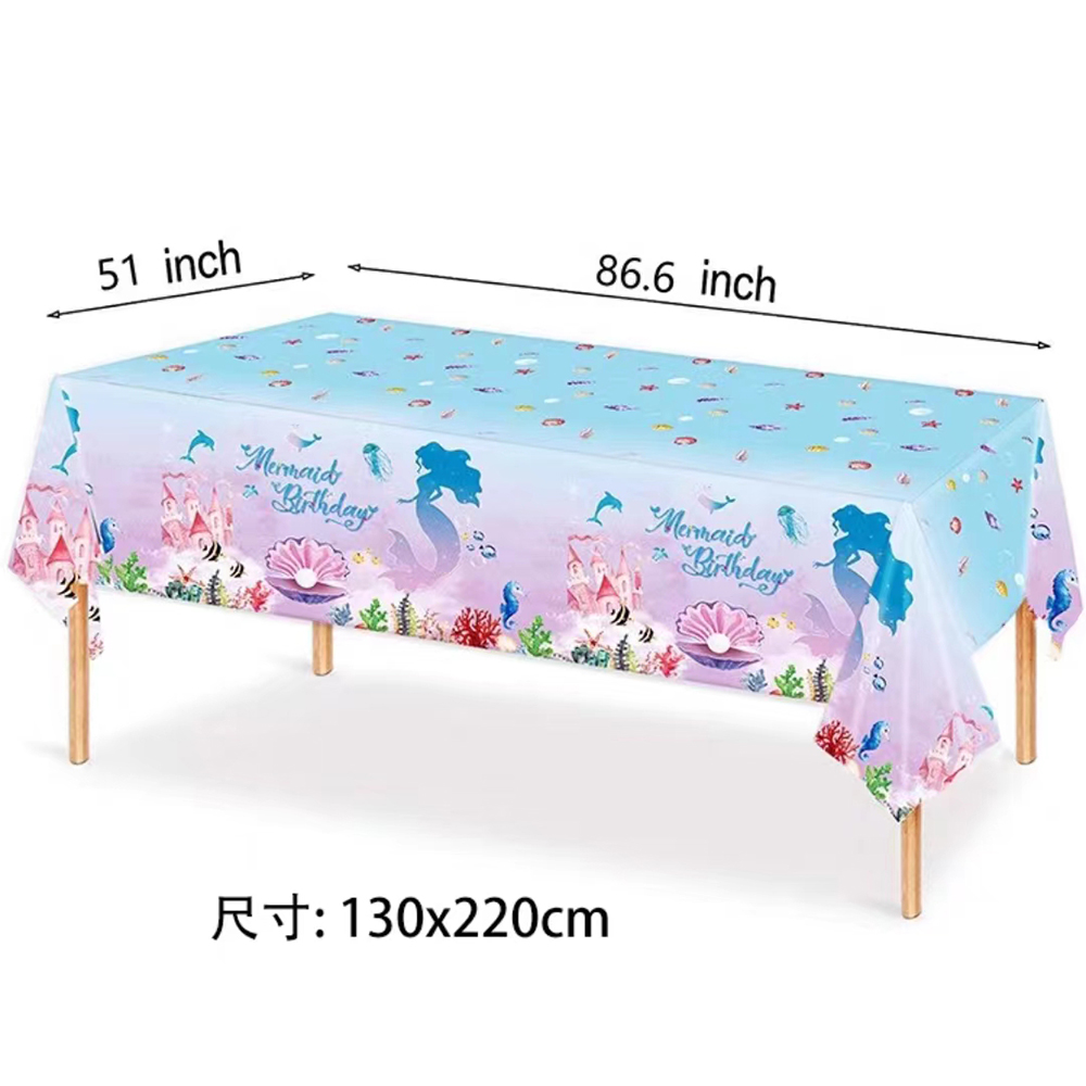 一次性桌布卡通动物蝴蝶美人鱼粉色鱼鳞生日派对野餐装饰防水台布详情图5
