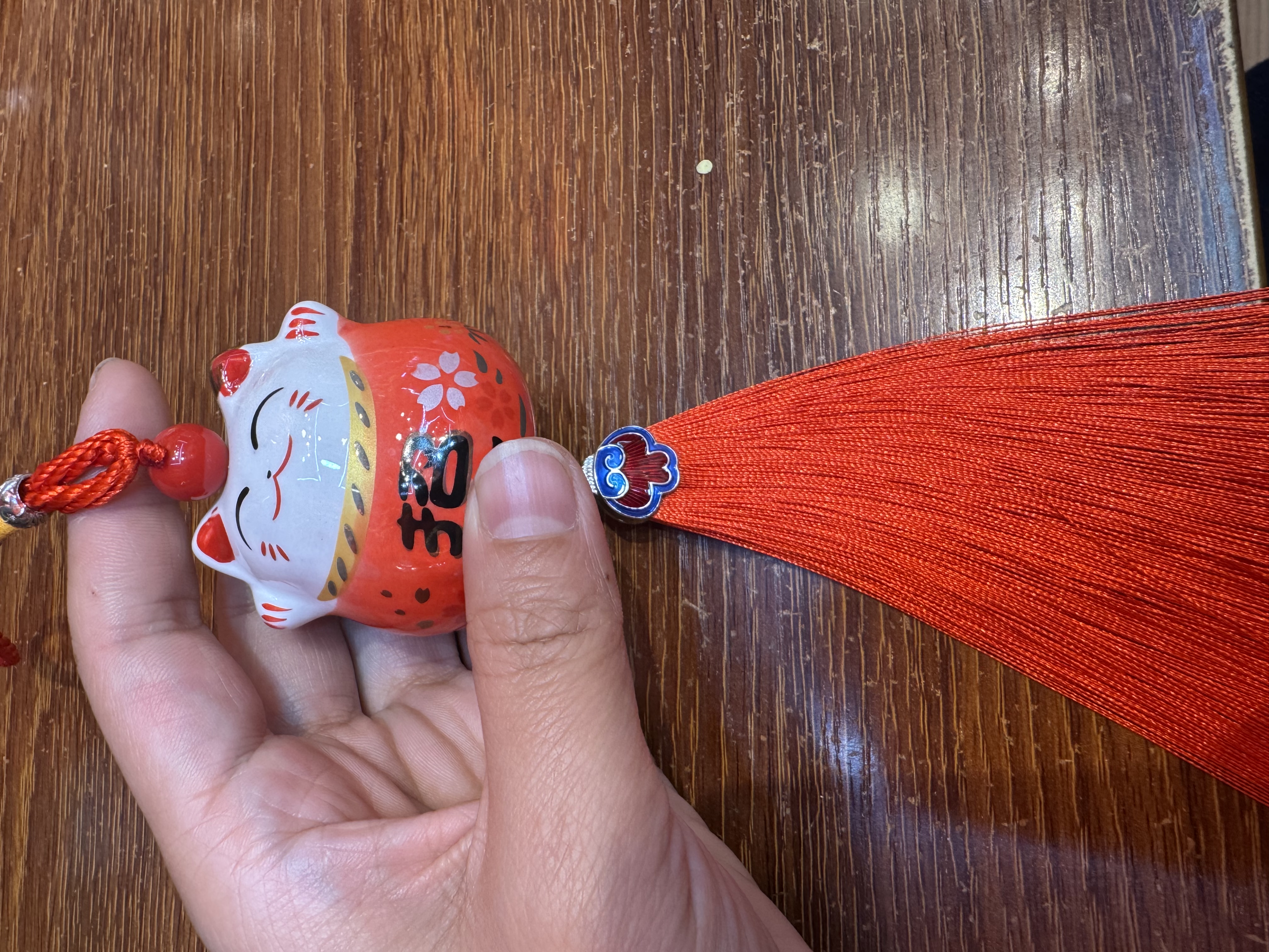 创意简约大气陶瓷猫车饰挂件礼品 中国结设计 节日特色礼物 车内装饰品