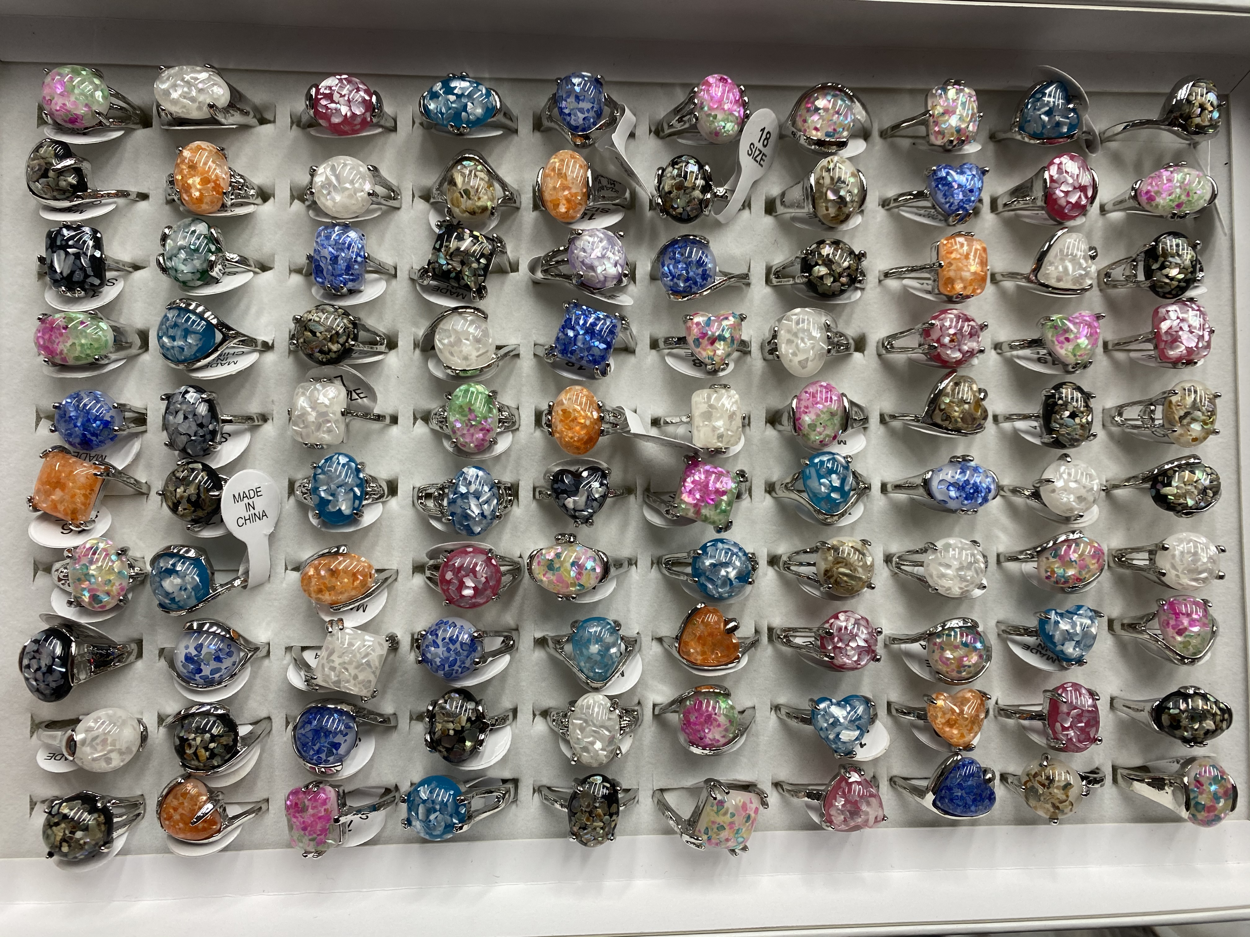 新款欧美风格1.5cm椭圆型彩色仿松石戒指女款 食指指环跨境热销款式 多款选择可供挑选