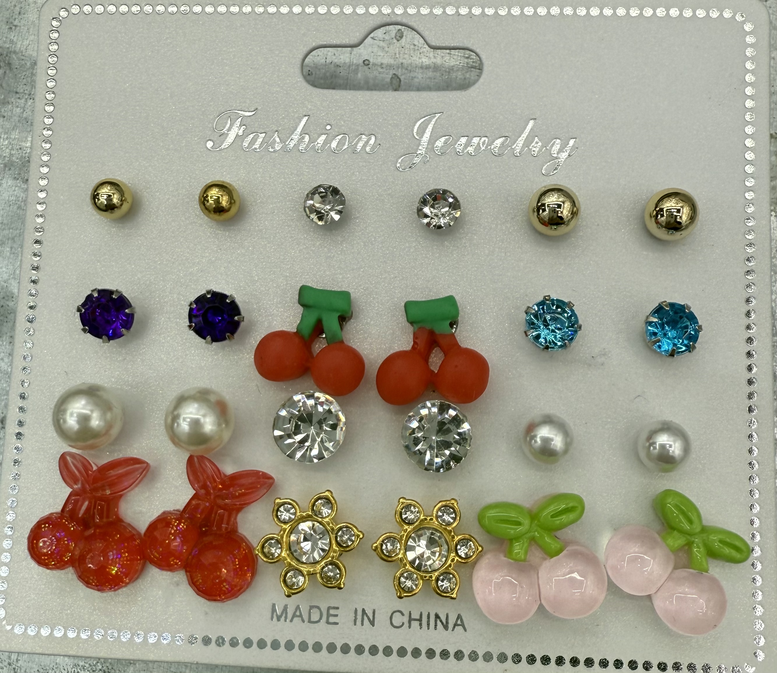 潮流时尚樱桃耳钉套装 清纯可爱百搭休闲耳饰 女生甜美气质配饰