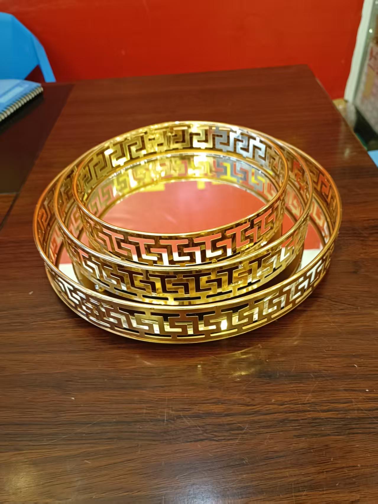 铁艺镜面托盘轻奢桌面收纳盘茶几摆件化妆品首饰整理盘家居装饰品多功能创意摆设产品图