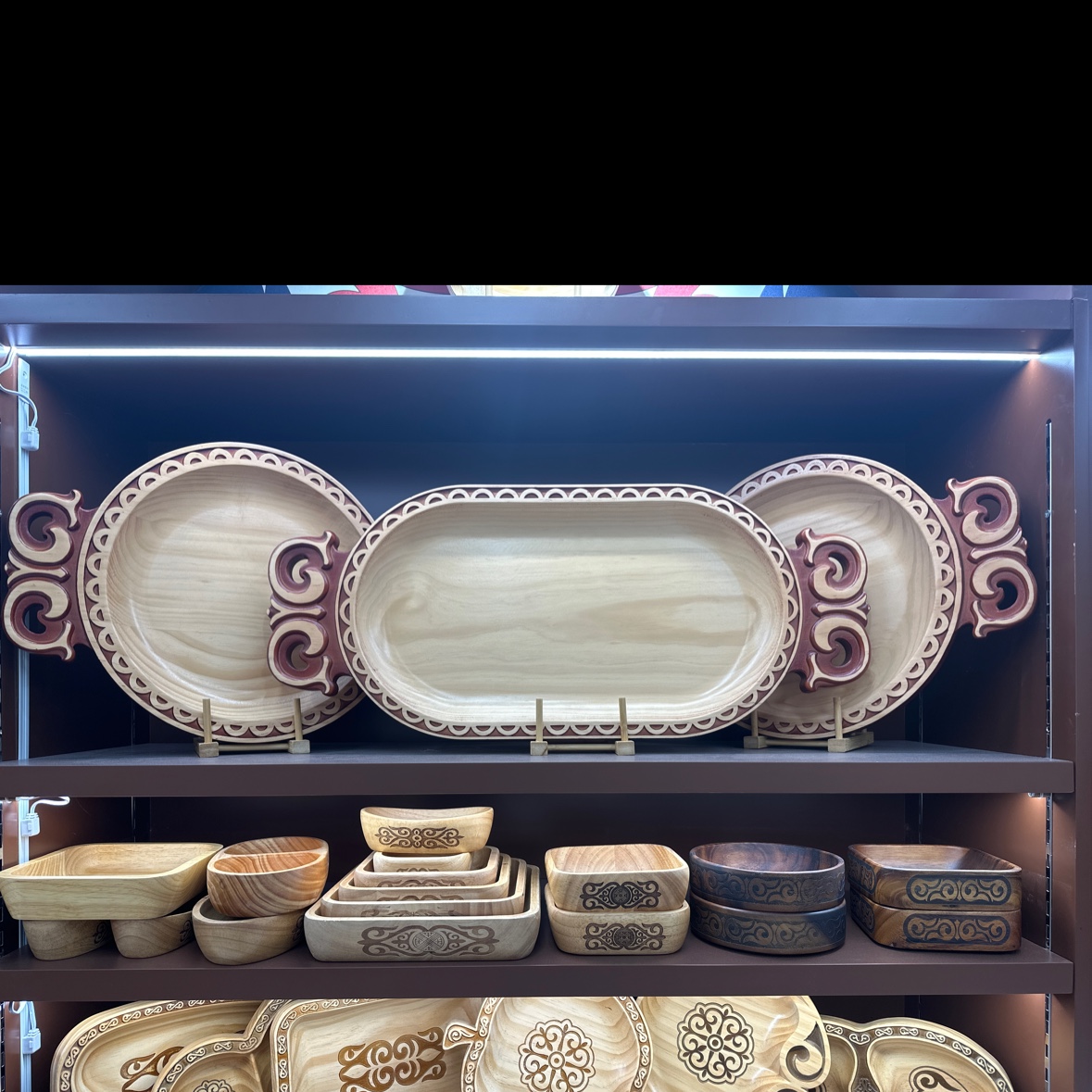 手工民族风木托盘哈萨克族嫁妆装饰摆件家居用品穆斯林托盘装饰托盘 新疆哈萨克斯坦吉尔吉斯斯坦家用托盘大盘详情图1