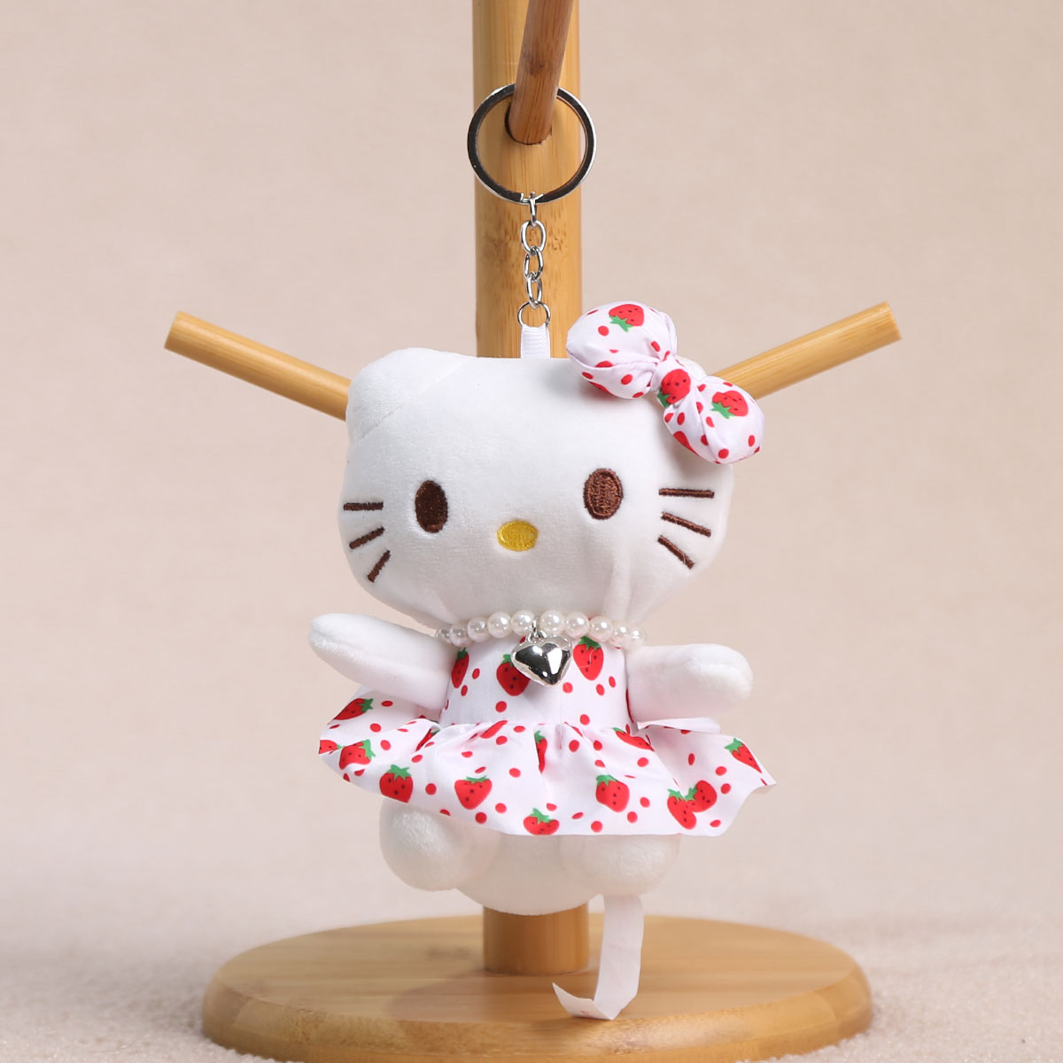 凯特猫碎花裙毛绒玩具白粉蓝浅蓝13CM可爱布娃娃儿童礼物收藏品