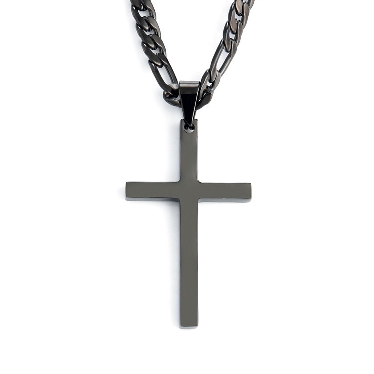 Cross stainless steel titanium steel Cuban chain necklace, a trendy and personalized men's accessory, simple and fashionable Specification drawing