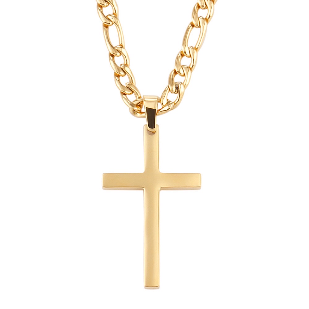 Cross stainless steel titanium steel Cuban chain necklace, a trendy and personalized men's accessory, simple and fashionable details Picture