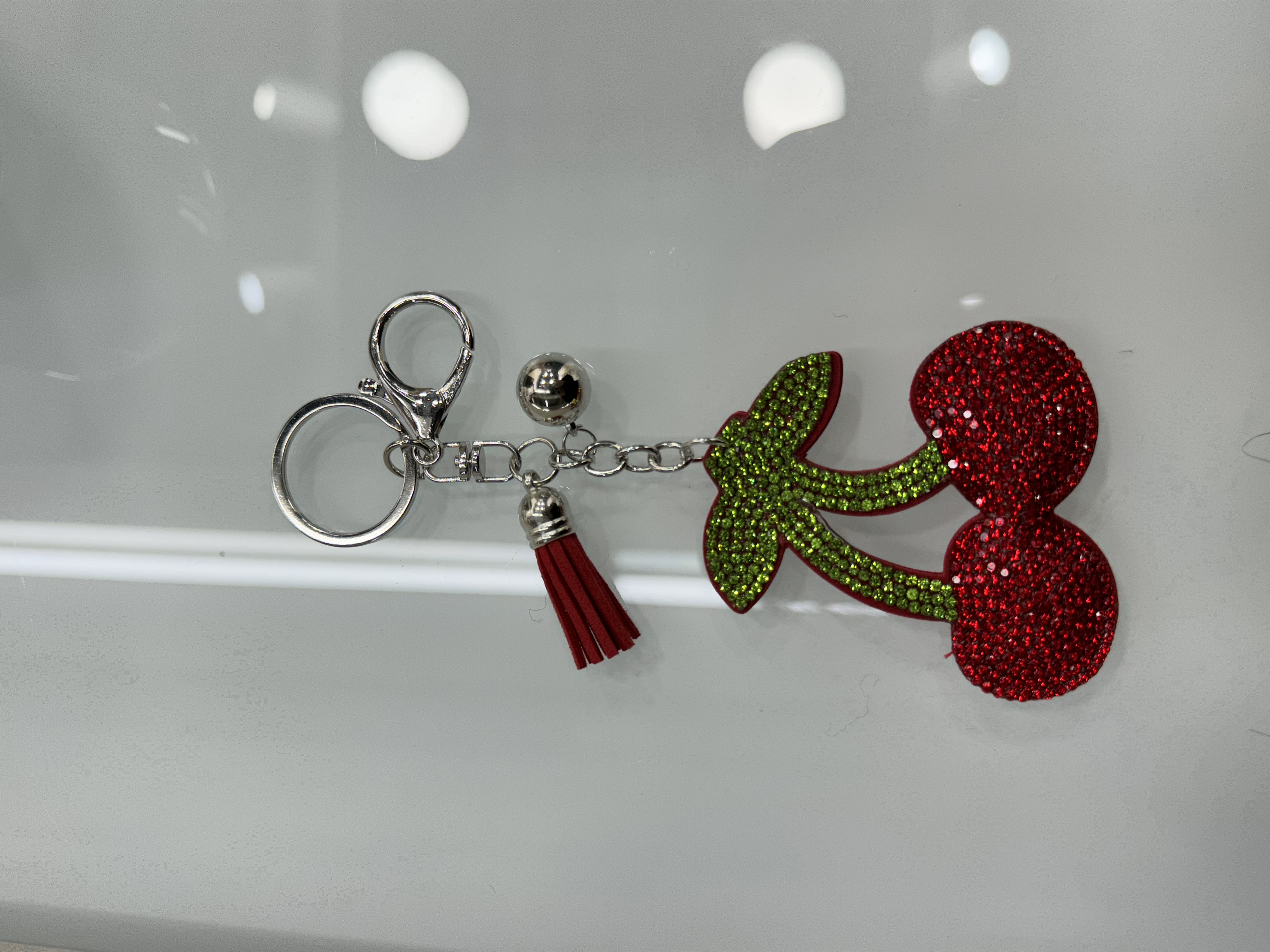 新款创意烫钻水果樱桃香风钥匙扣挂件包包装饰时尚个性潮流潮品