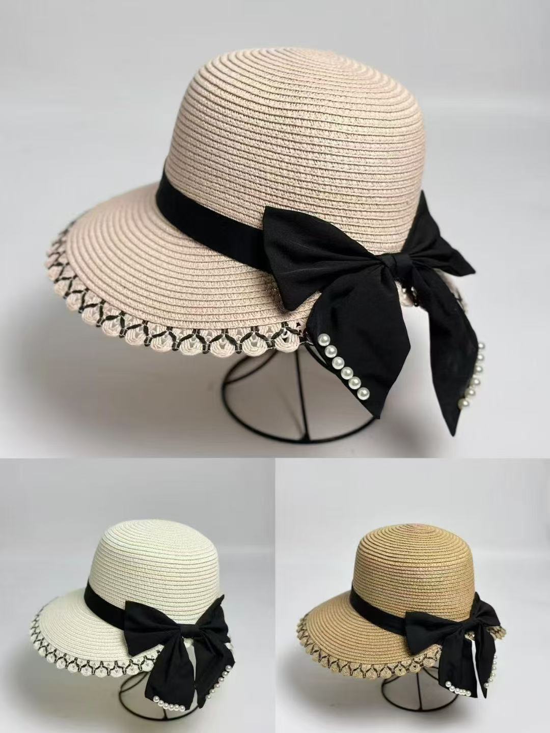 Ladies' straw hat, sun hat, summer breathable and fashionable sun protection hat, Korean style simple style details Picture