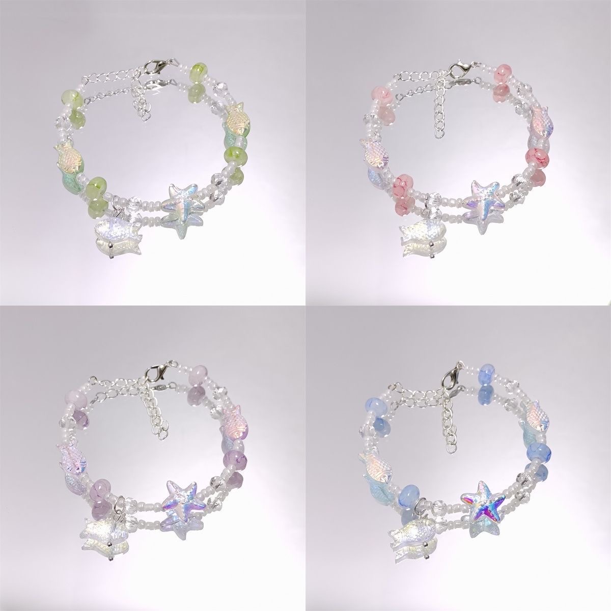 新款梦幻海星小鱼钢圈手链甜美儿童小清新学生简约百搭闺蜜首饰