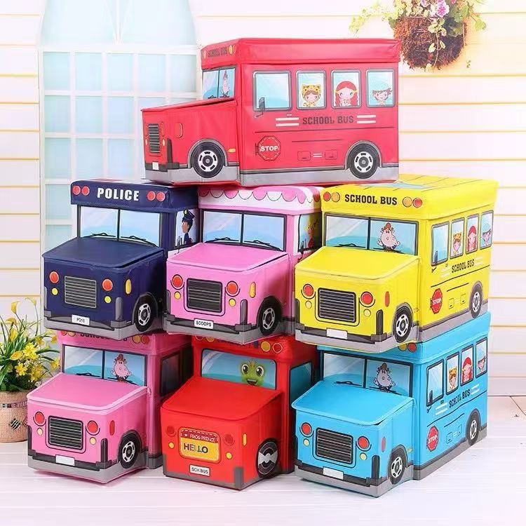 Children's cartoon storage stool, truck creative organizing box, toy storage box, multi-functional stool, sitting storage stool detail image 1