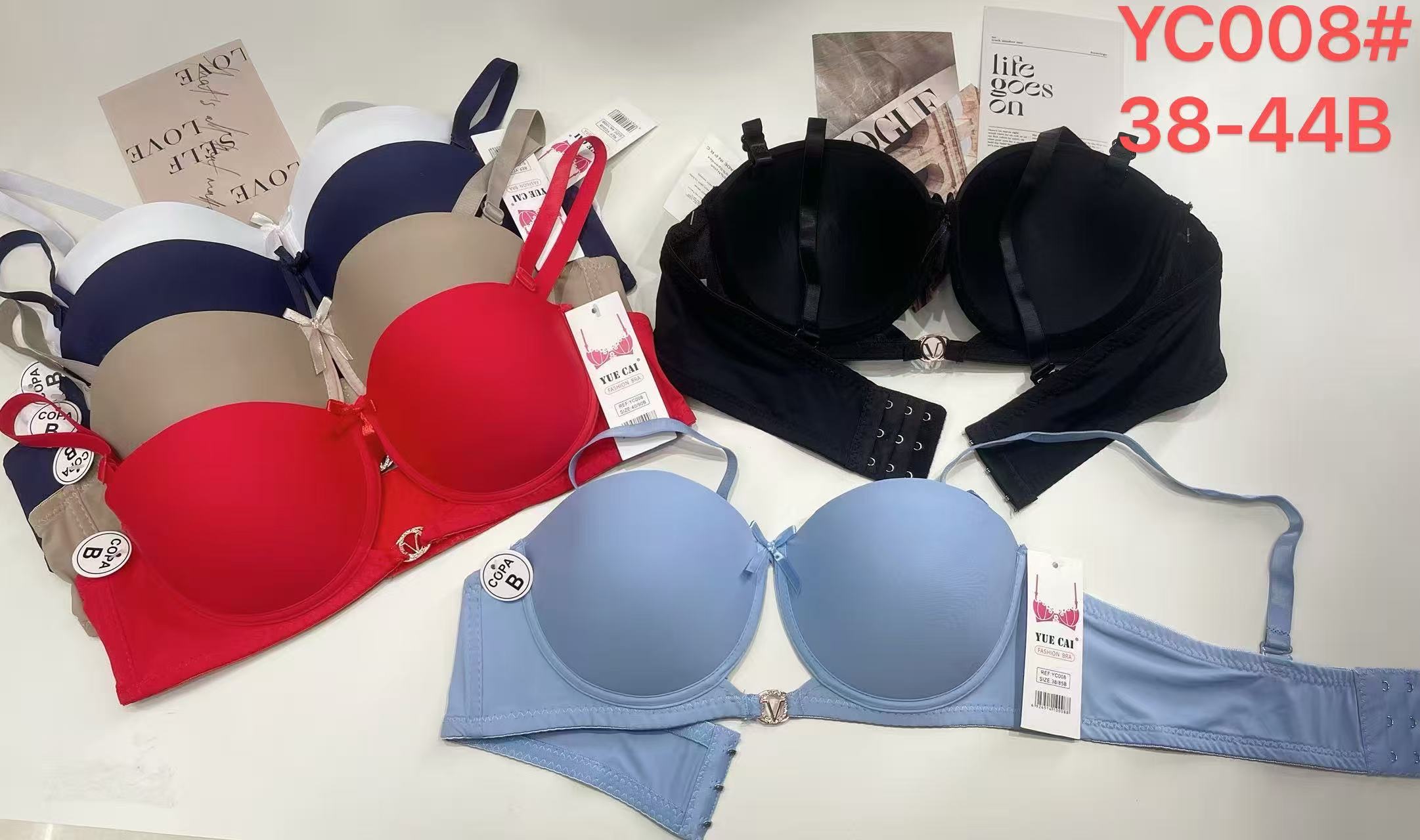 新款B杯薄杯眼镜款中堵带饰品整件锦纶消光泳布文胸YC008内衣文胸