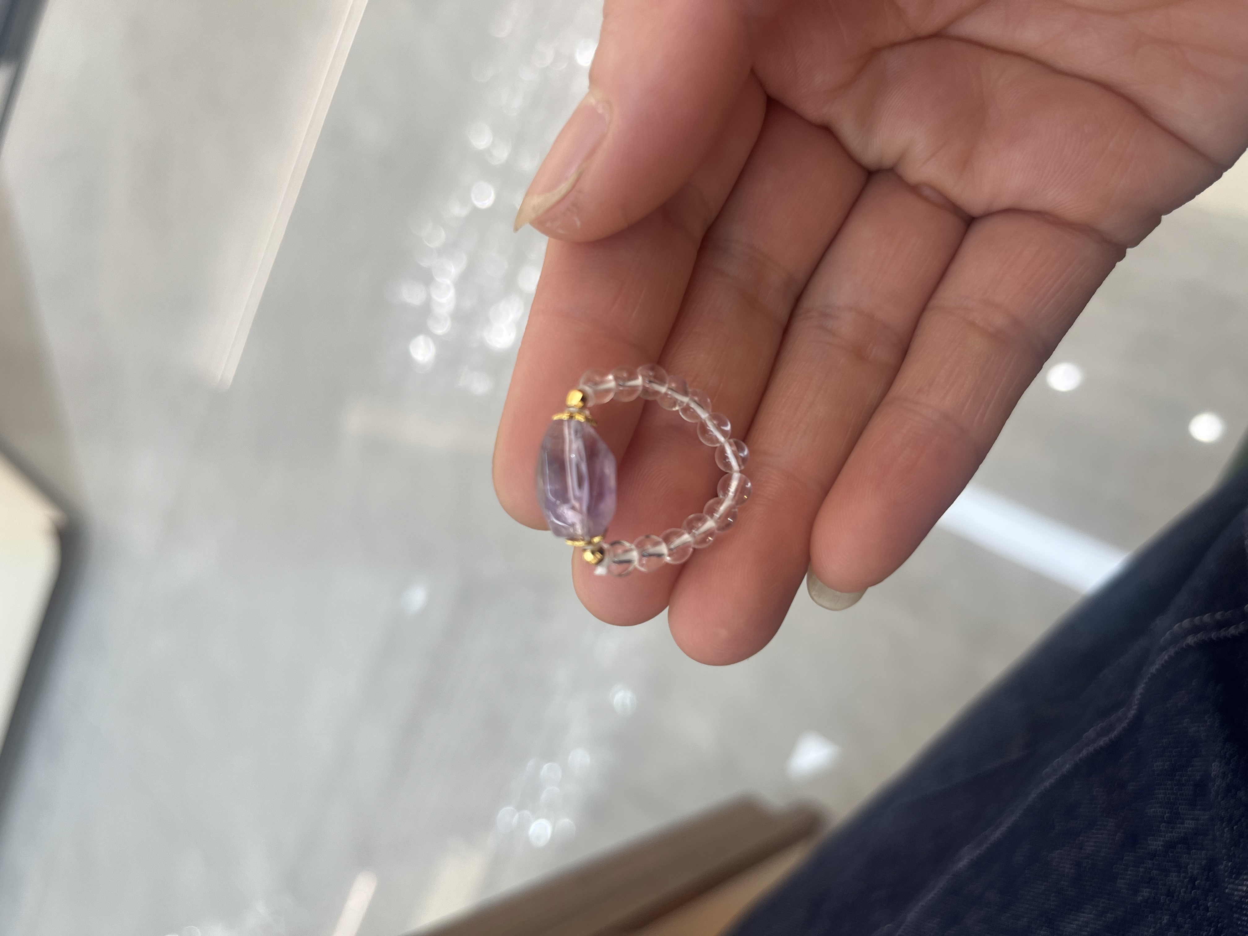 紫水晶白水晶戒指天然手链女款简约时尚饰品产品图