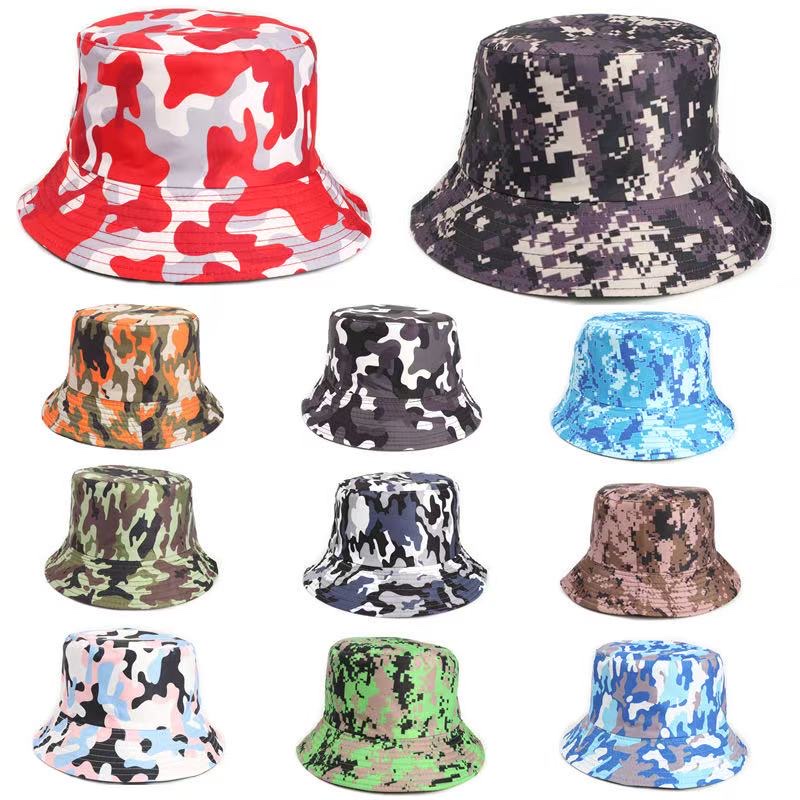 Camouflage fisherman's hat for men, European and American jungle bionic double-sided military fan casual hiking and fishing hat