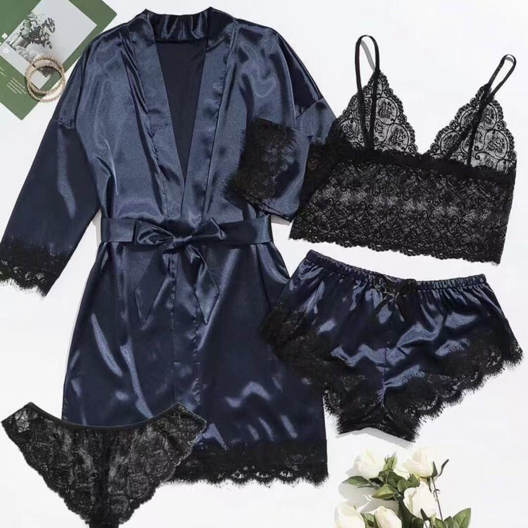 A four-piece set of sexy lace nightwear for women, elegant and comfortable Specification image