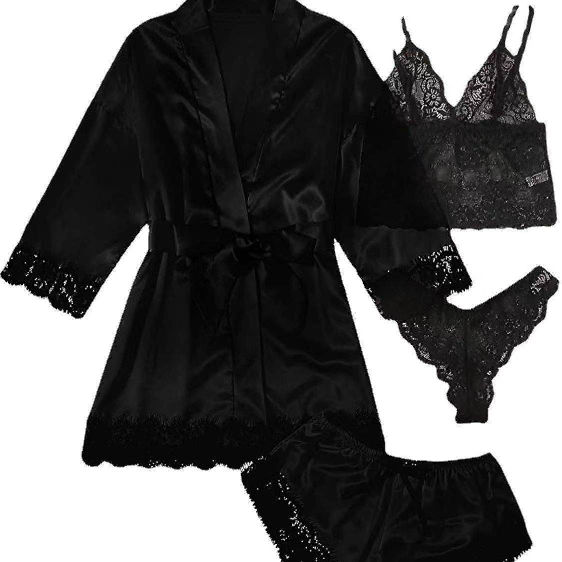 A four-piece set of sexy lace nightwear for women, elegant and comfortable Item Picture