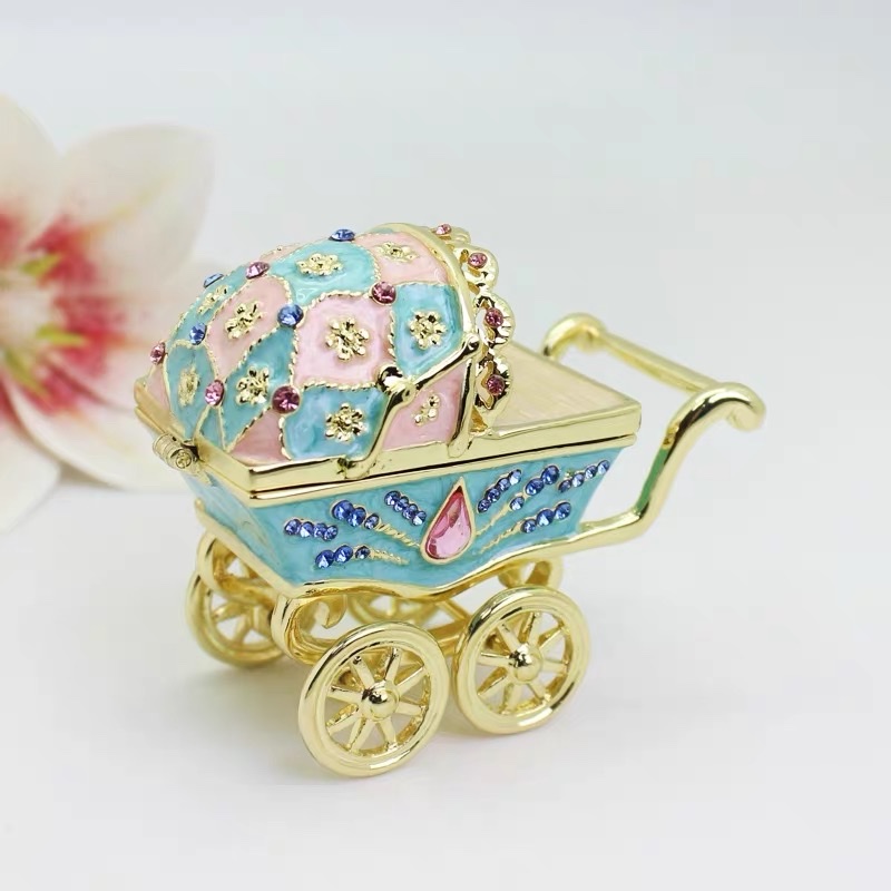 Alloy jewelry box ornaments, baby carriage ornaments, creative decorative storage box